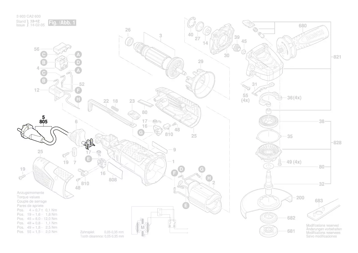 Cable d´alimentation PWS 1000-125 / PST 900 PEL / PSB 650 RE BOSCH